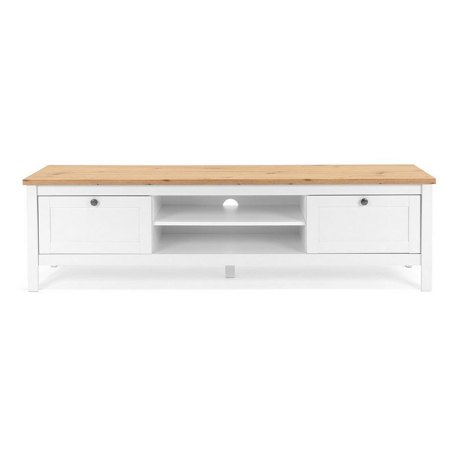 TV-Möbel mit 2 Schubladen L160 cm - Dekor Weiß - Bergen