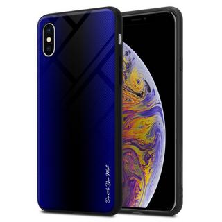 Cadorabo  Housse compatible avec Apple iPhone XS MAX - Aspect rayé - Coque de protection en silicone TPU et dos en verre trempé 