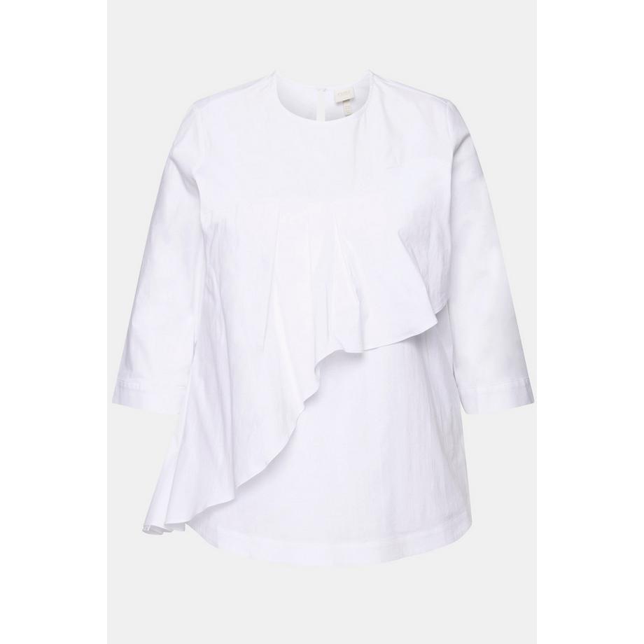 Ulla Popken Volant A-Linie Rundhals 3/4 Arm Bluse  