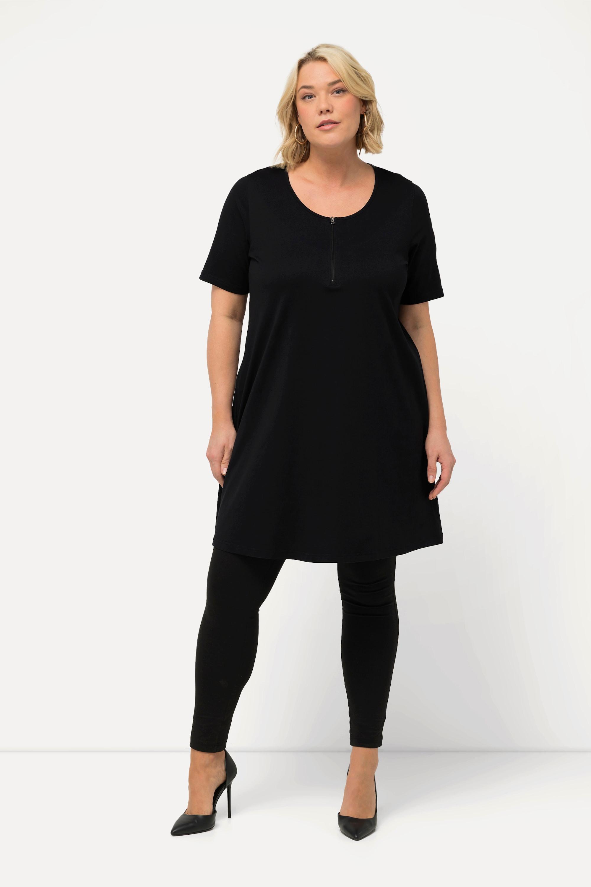 Ulla Popken  Longshirt, Zipper, A-Linie, Rundhals, Halbarm 