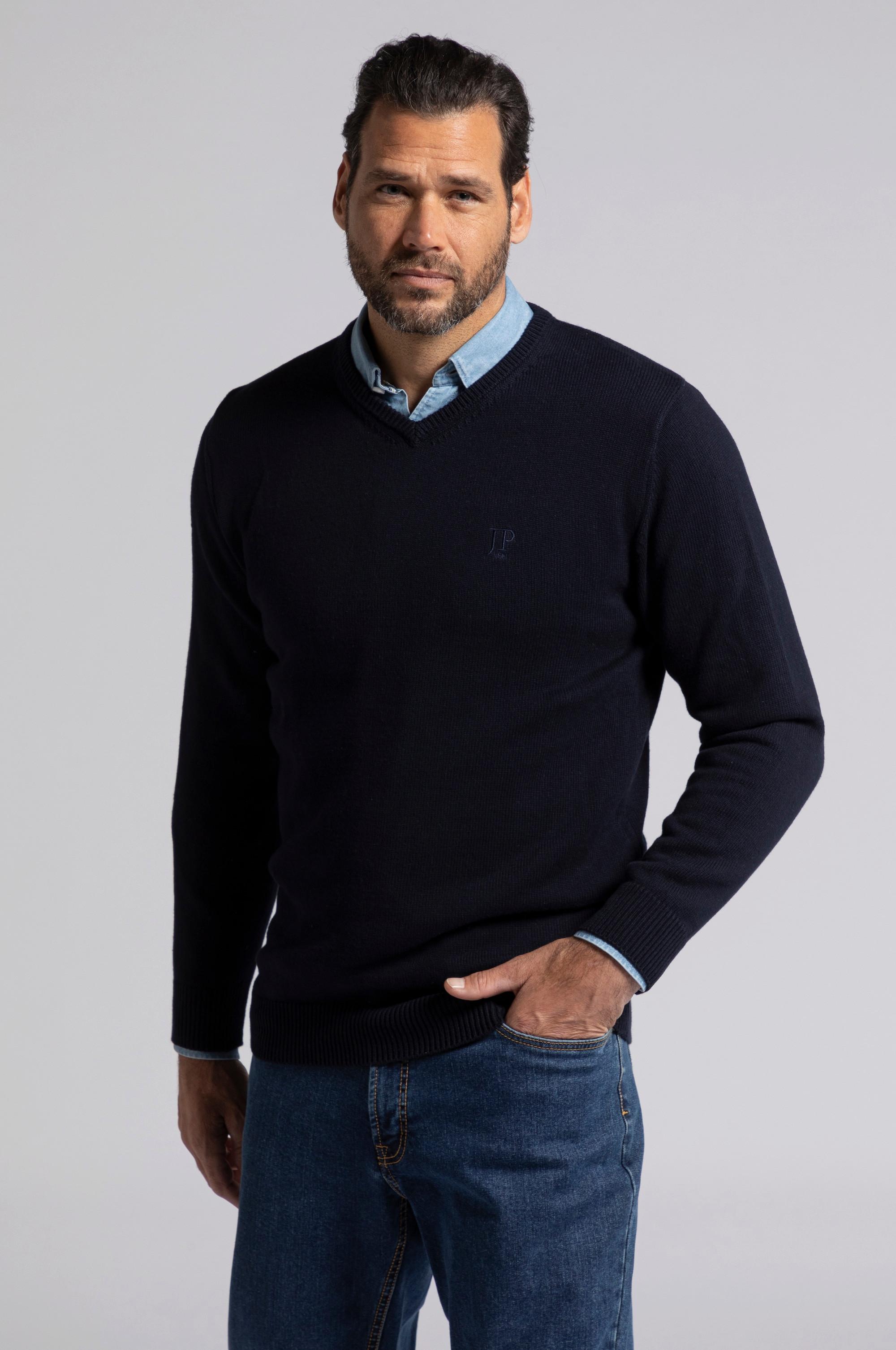 JP1880  Pullover basic in cotone con scollo a V 