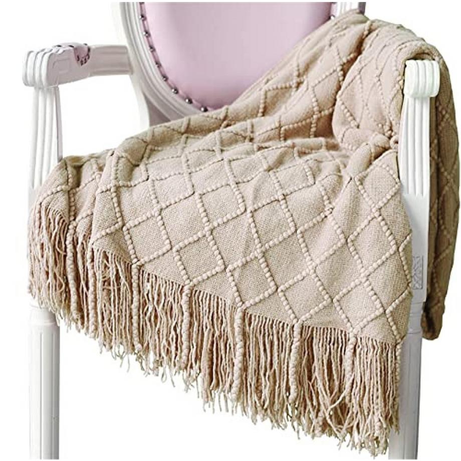 Alopini Weiche Strick Wolldecke mit Quasten  