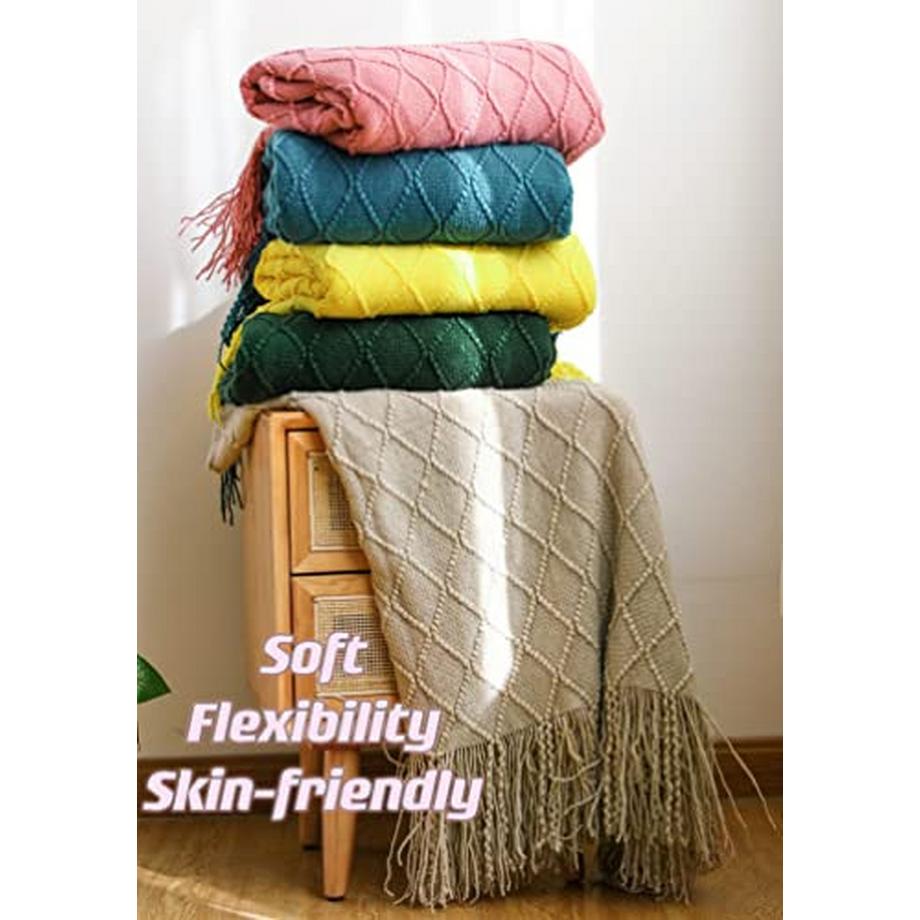 Alopini Weiche Strick Wolldecke mit Quasten  