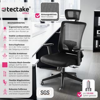 Tectake Sedia da ufficio Phoibe ergonomica con poggiatesta regolabile  