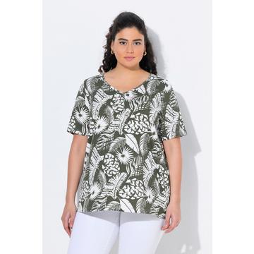 T-Shirt, Federn, A-Linie, V-Ausschnitt, Halbarm