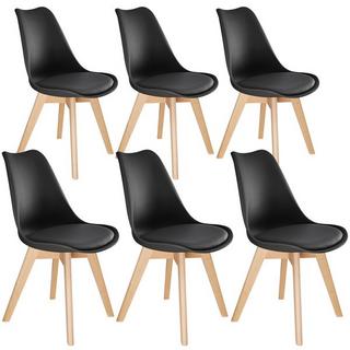 Tectake 6 Chaises de Salle à Manger FRÉDÉRIQUE Style Scandinave Pieds en Bois Massif Design Moderne  