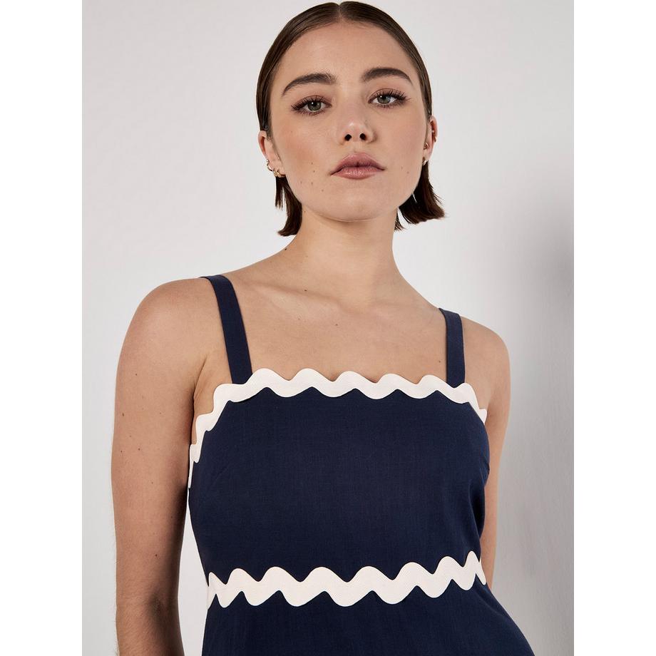 APRICOT Baumwoll Midaxi Kleid mit Ripsbandbesatz  