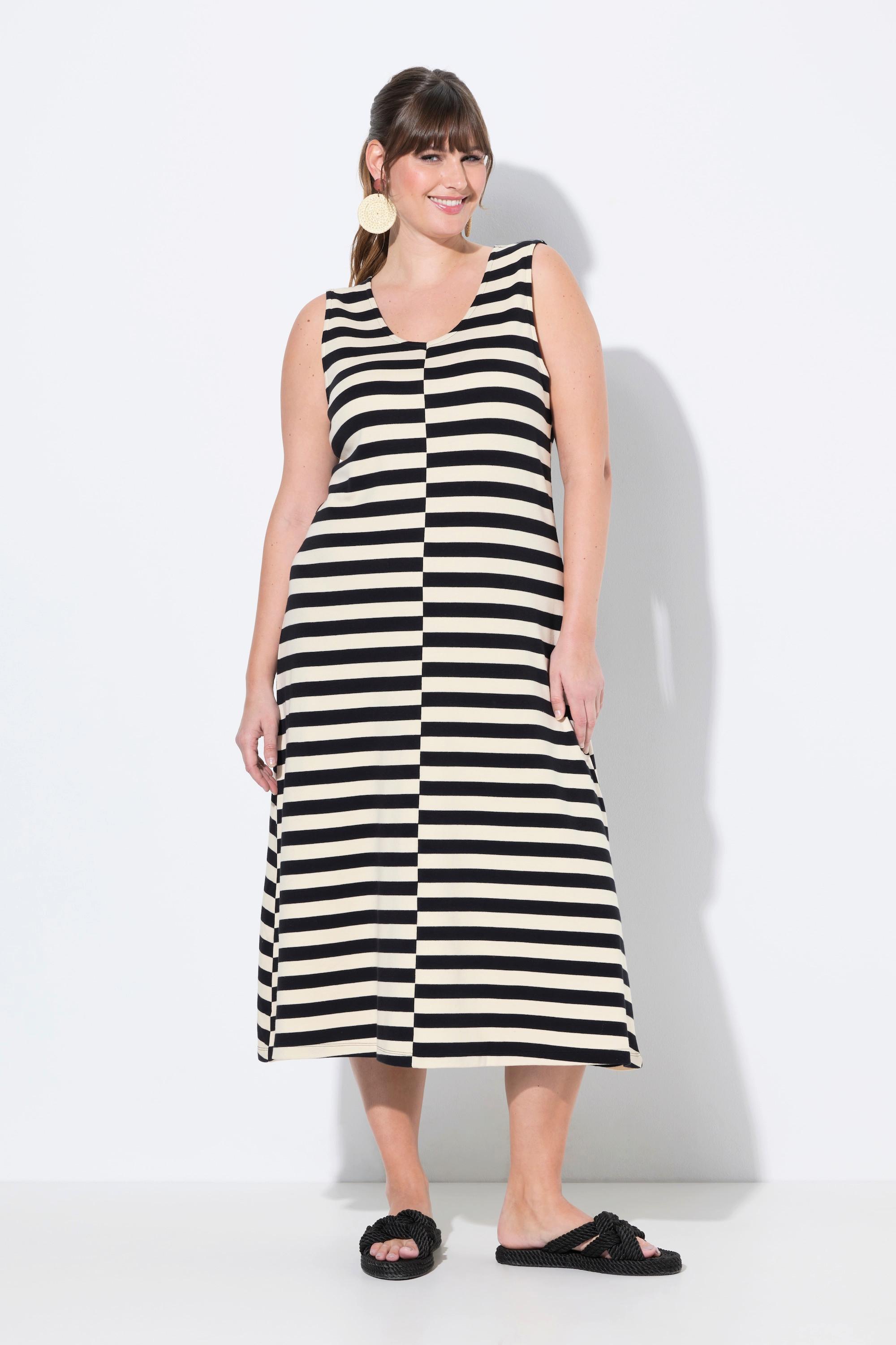 Ulla Popken Abito midi a righe senza maniche scollo a V  