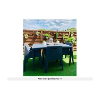 Vente-unique Salle à manger de jardin : Table + 4 fauteuils - Polypropylène - Anthracite - SOROCA  