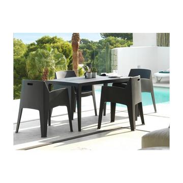 Garten-Essgruppe Polypropylen: Tisch + 4 Stühle - Anthrazit - SOROCA