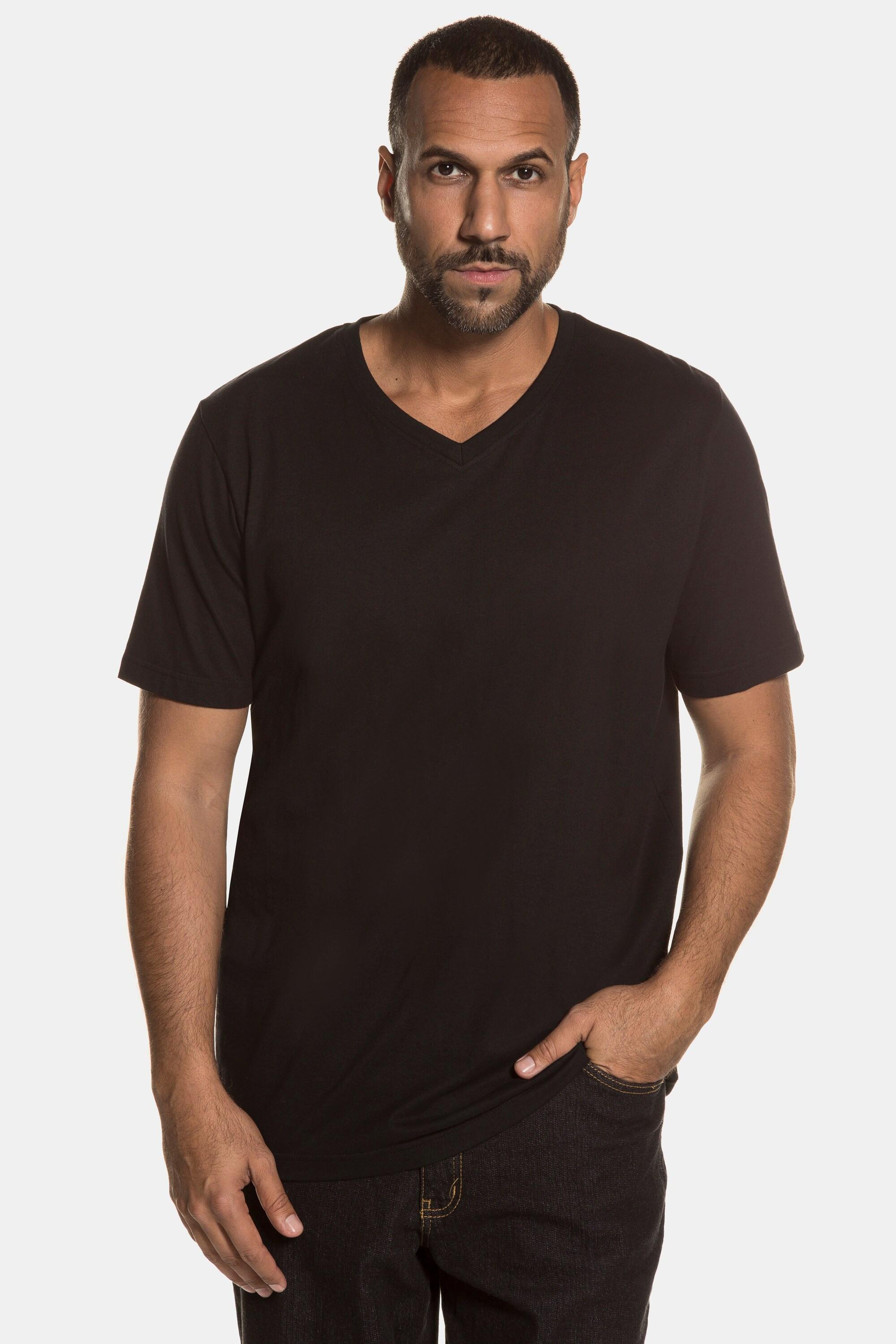 JP1880  T-shirt basic con scollo a V e mezze maniche in confezione doppia, disponibili fino alla tg. 8XL 