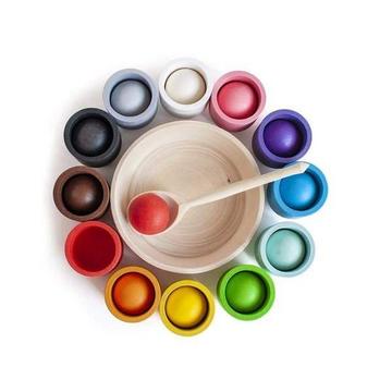 Pédagogie Montessori, Jouets Montessori, Jouets en bois pour enfants - Godets de tri multicolores
