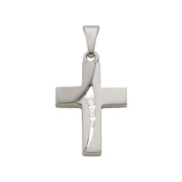 Anhänger Kreuz Weissgold 750 Diamant 0.0425ct. 22x12mm