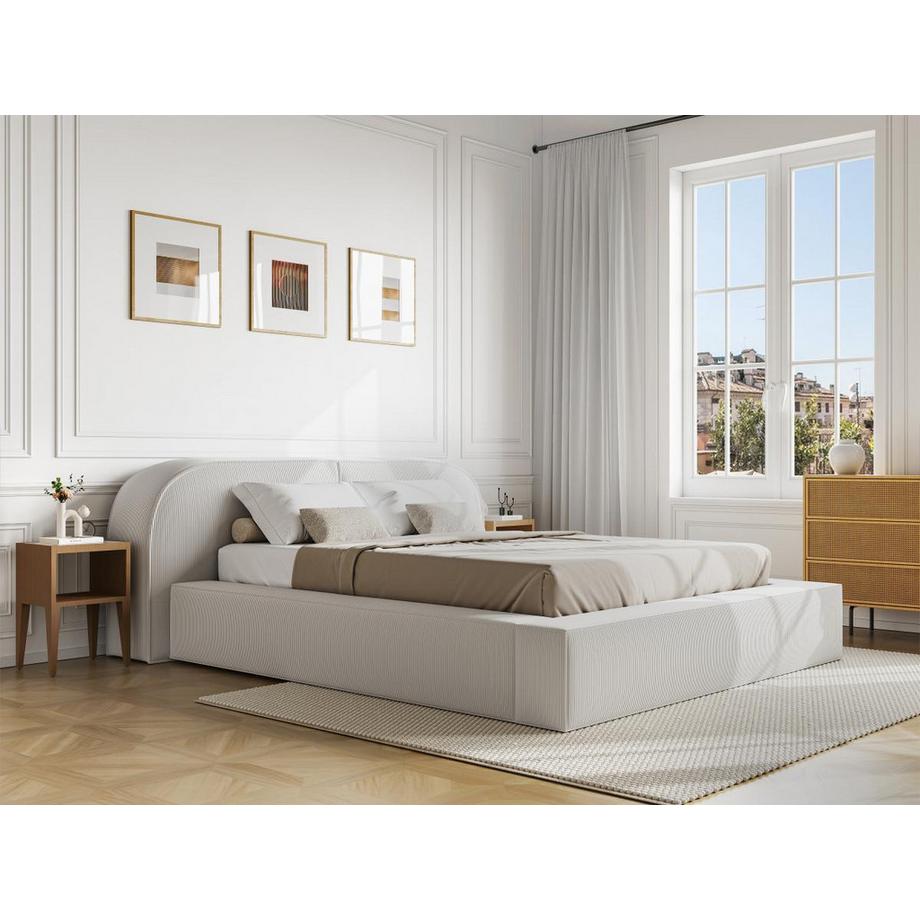 Maison Céphy Bett mit Bettkasten - 180 x 200 cm - Cord - Cremefarben - LIRABA von Maison Céphy  
