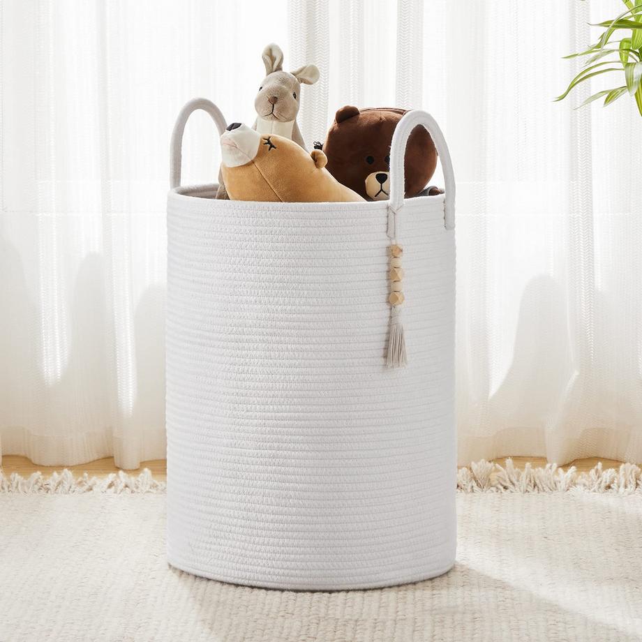 Alopini Panier de Rangement pour Jouets Collecteur de Linge Tressé avec Poignée Fait à la main  