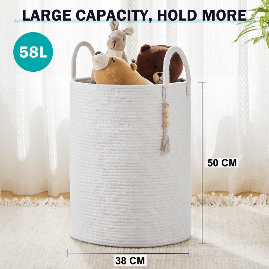 Alopini Panier de Rangement pour Jouets Collecteur de Linge Tressé avec Poignée Fait à la main  