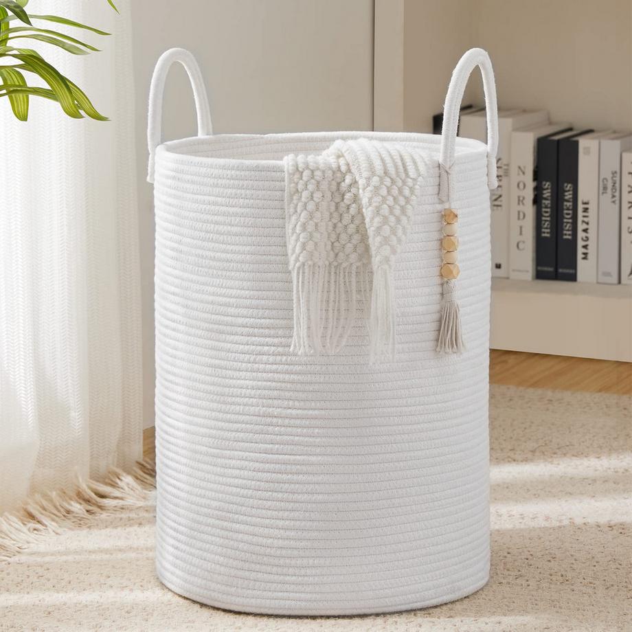 Panier de Rangement pour Jouets Collecteur de Linge Tressé avec Poignée Fait à la main