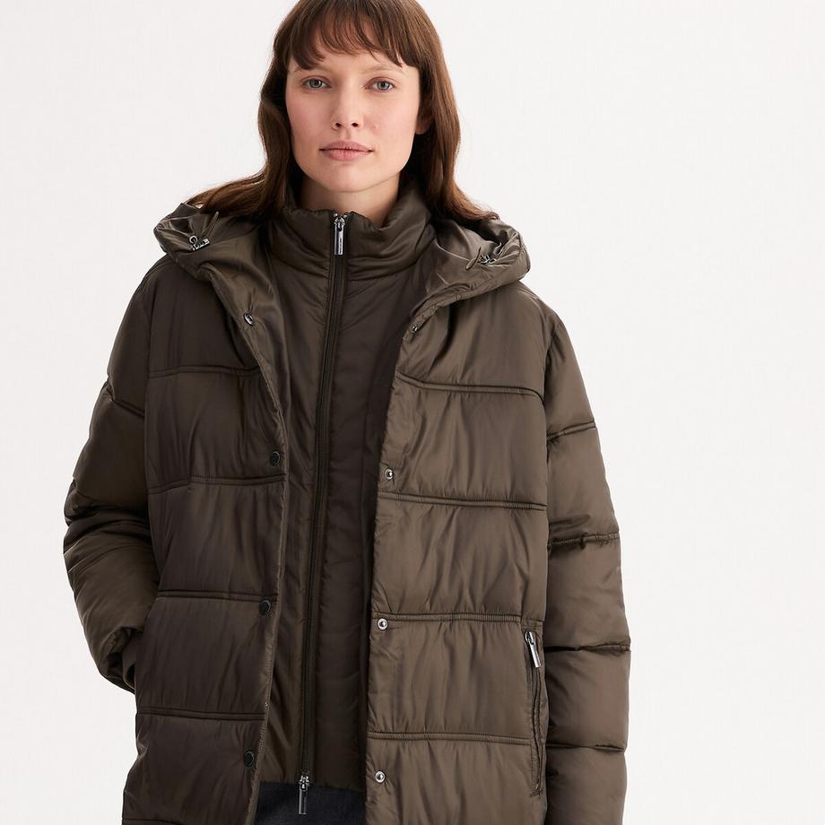 La Redoute Collections Lange Daunenjacke mit angenähter Kapuze und Reissverschluss  