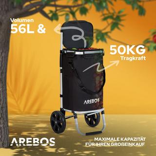 Arebos  3in1 Chariot d'achat Chariot d'achat pliable Sac de transport 