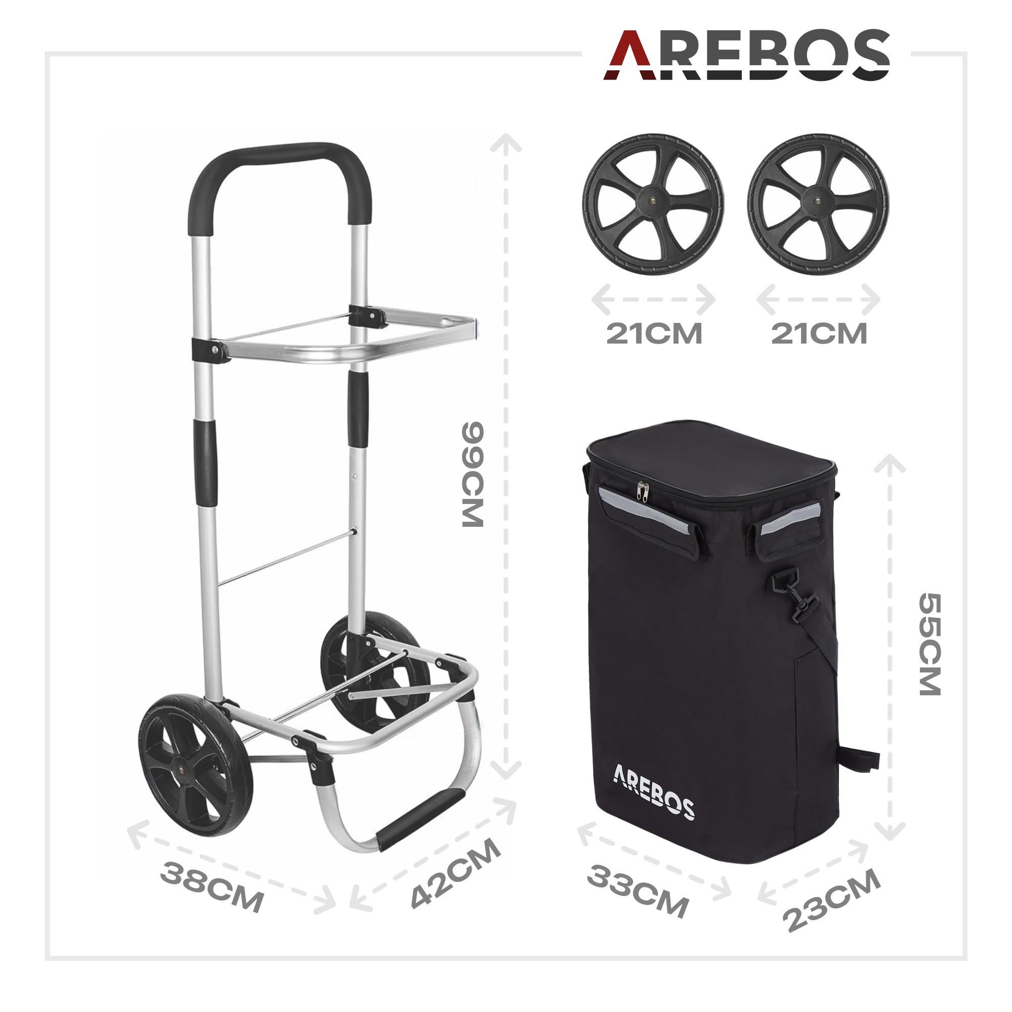 Arebos  3in1 Einkaufstrolley Einkaufsroller Einkaufswagen klappbar Tragetasche 