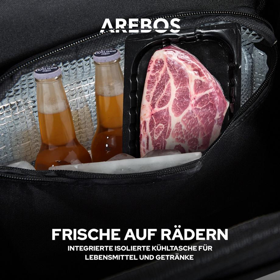 Arebos  3in1 Chariot d'achat Chariot d'achat pliable Sac de transport 