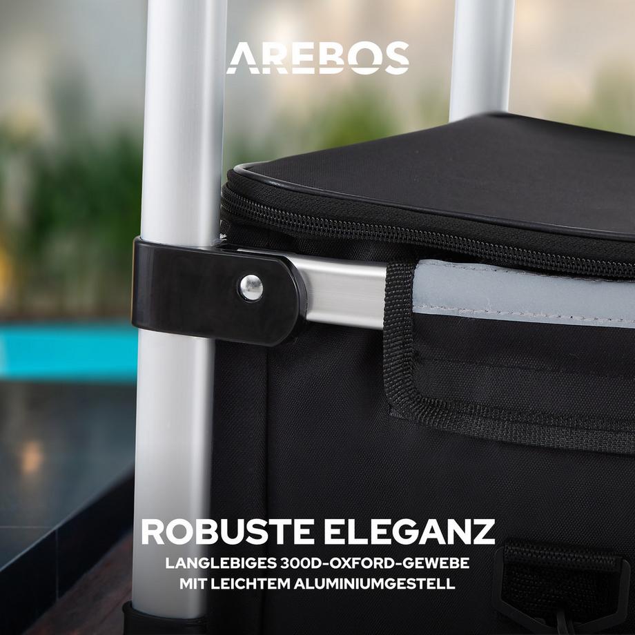 Arebos  3in1 Chariot d'achat Chariot d'achat pliable Sac de transport 