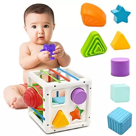 Jouets sensoriels pour bébés de 6 à 18 mois, jouets de tri de cube