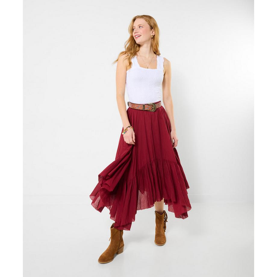 Gestufter Maxirock mit Zipfelsaum im Boho-Stil