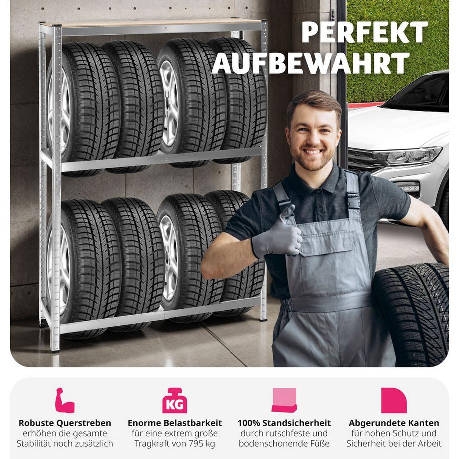 Tectake Reifenregal  für 8 Reifen 795 kg  