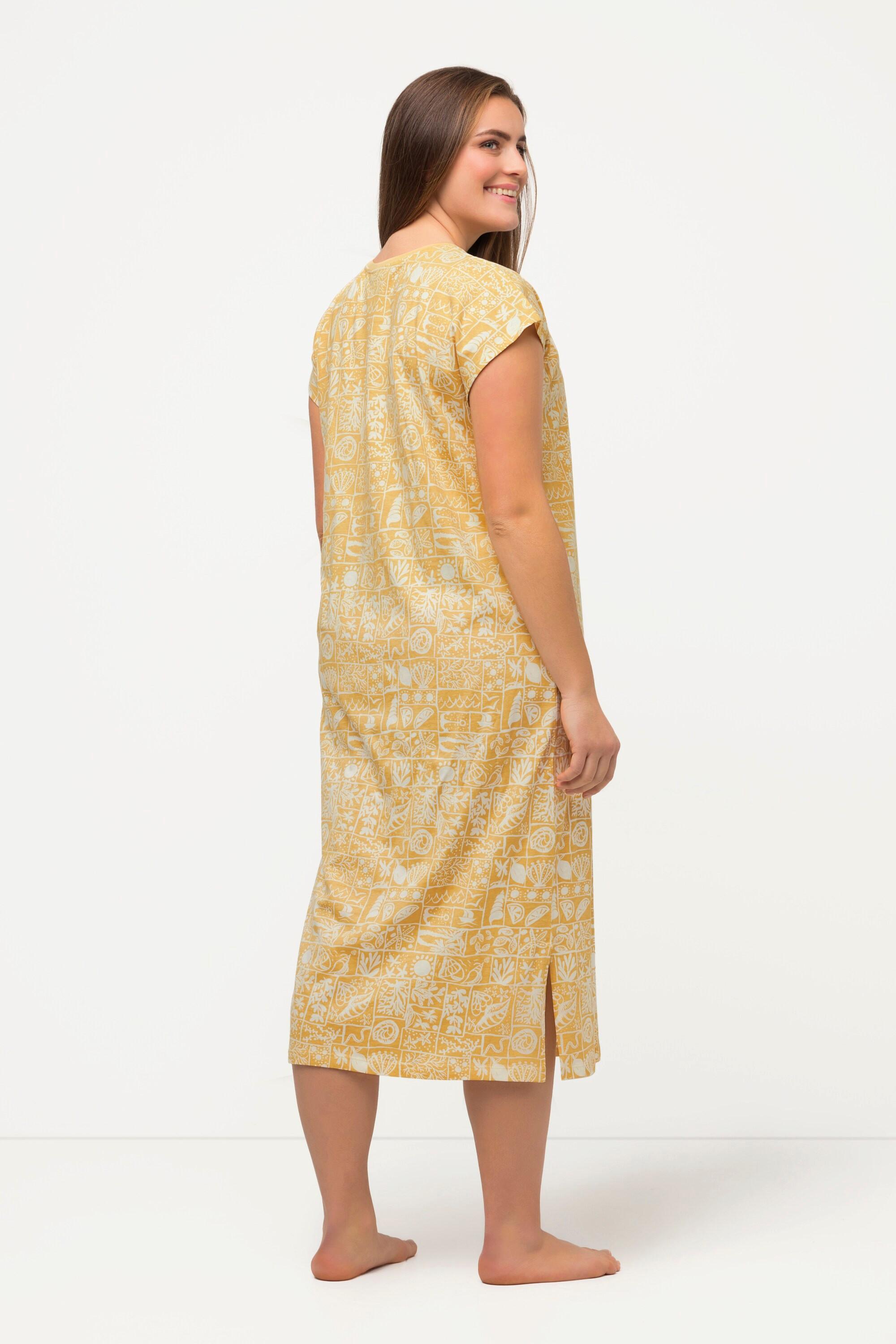 Ulla Popken Camicia da notte stampata girocollo cotone biologico  