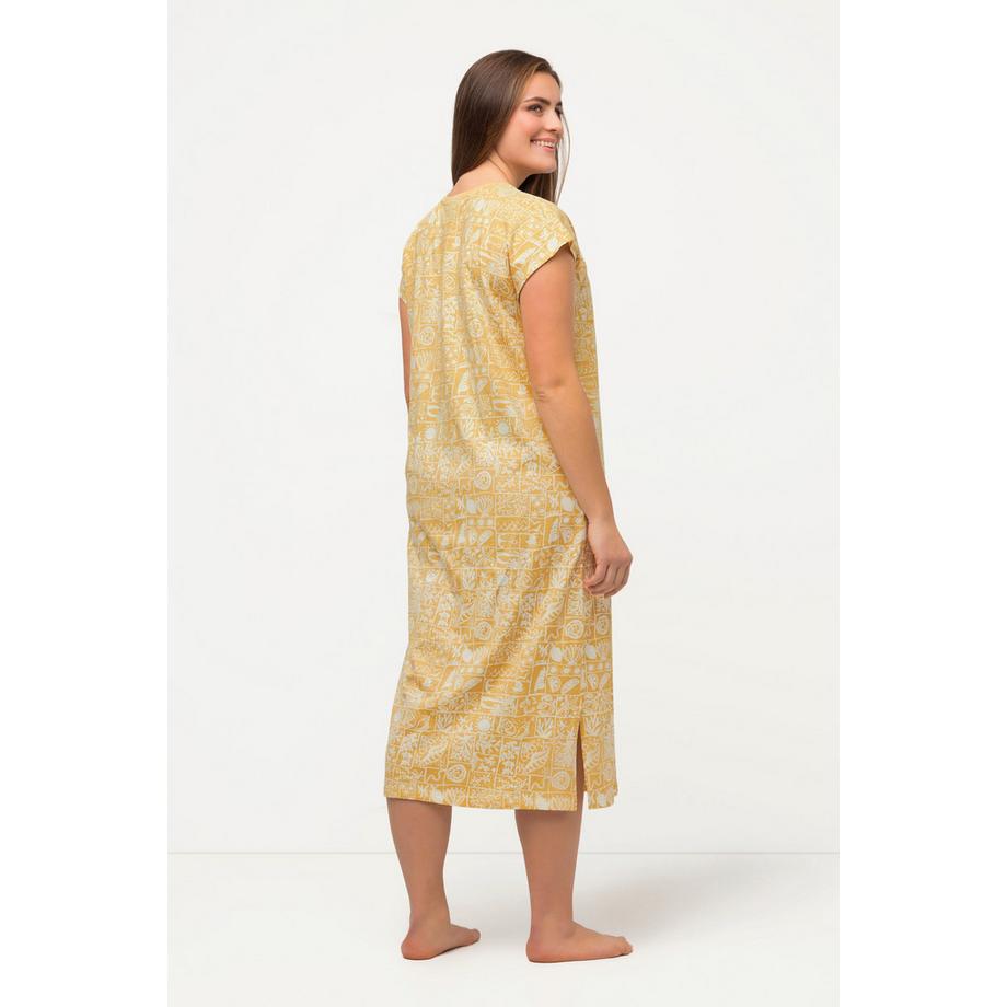 Ulla Popken Camicia da Notte Stampa Girocollo Cotone Biologico  