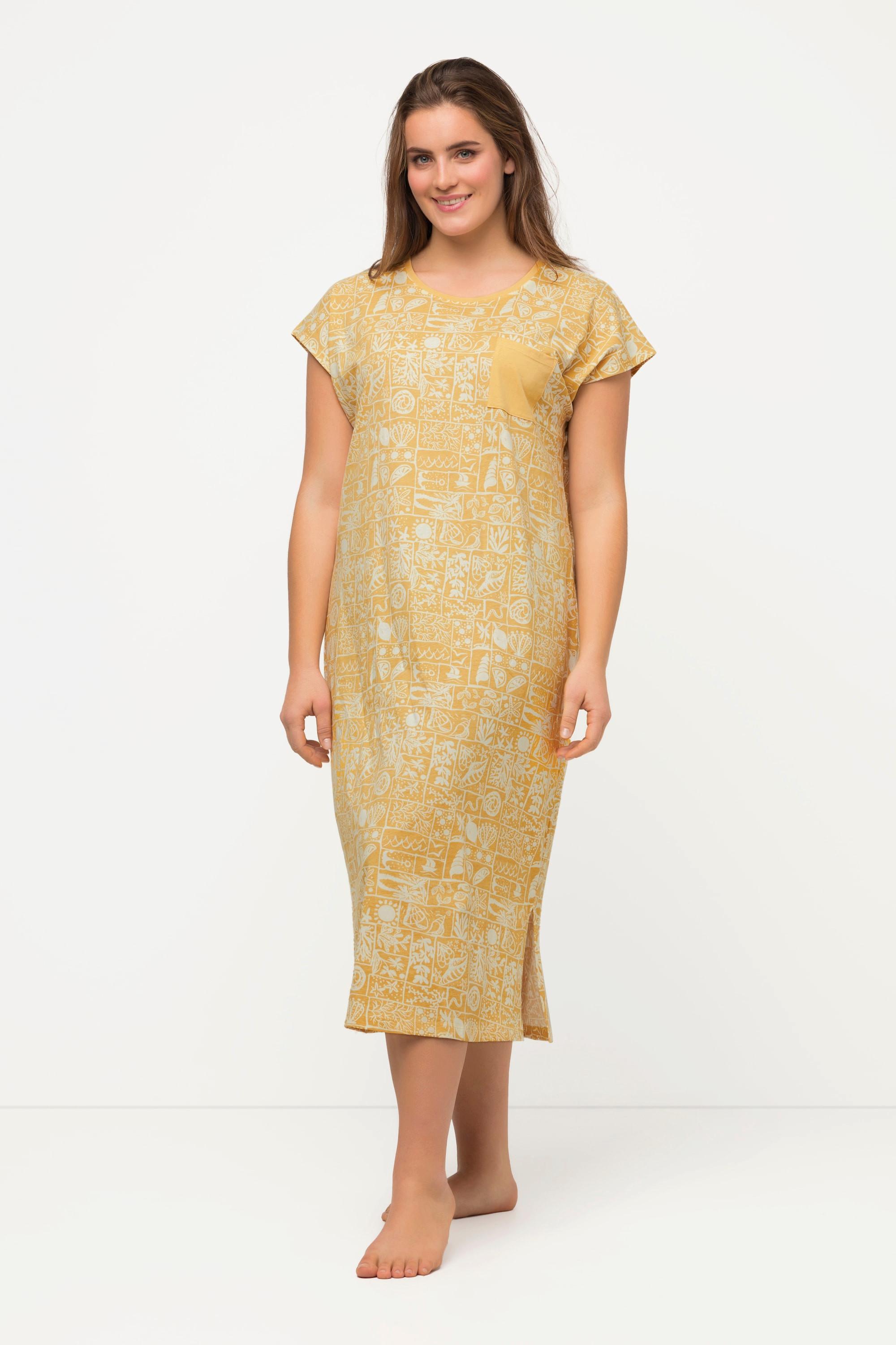 Ulla Popken Camicia da notte stampata girocollo cotone biologico  