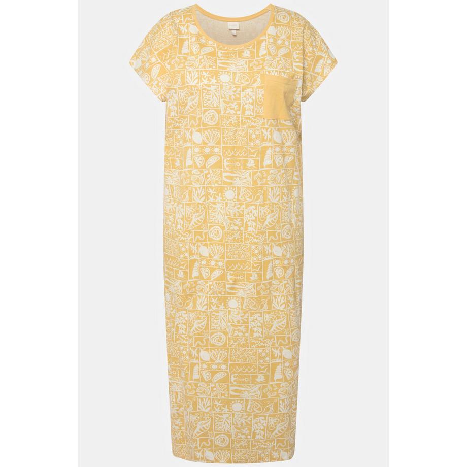 Ulla Popken Camicia da Notte Stampa Girocollo Cotone Biologico  