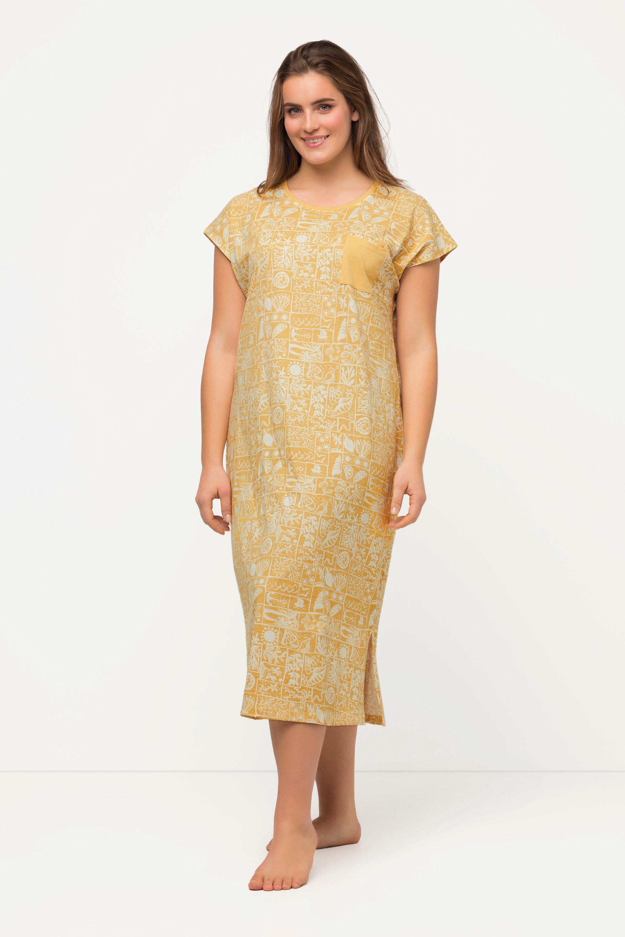 Ulla Popken Camicia da notte stampata girocollo cotone biologico  