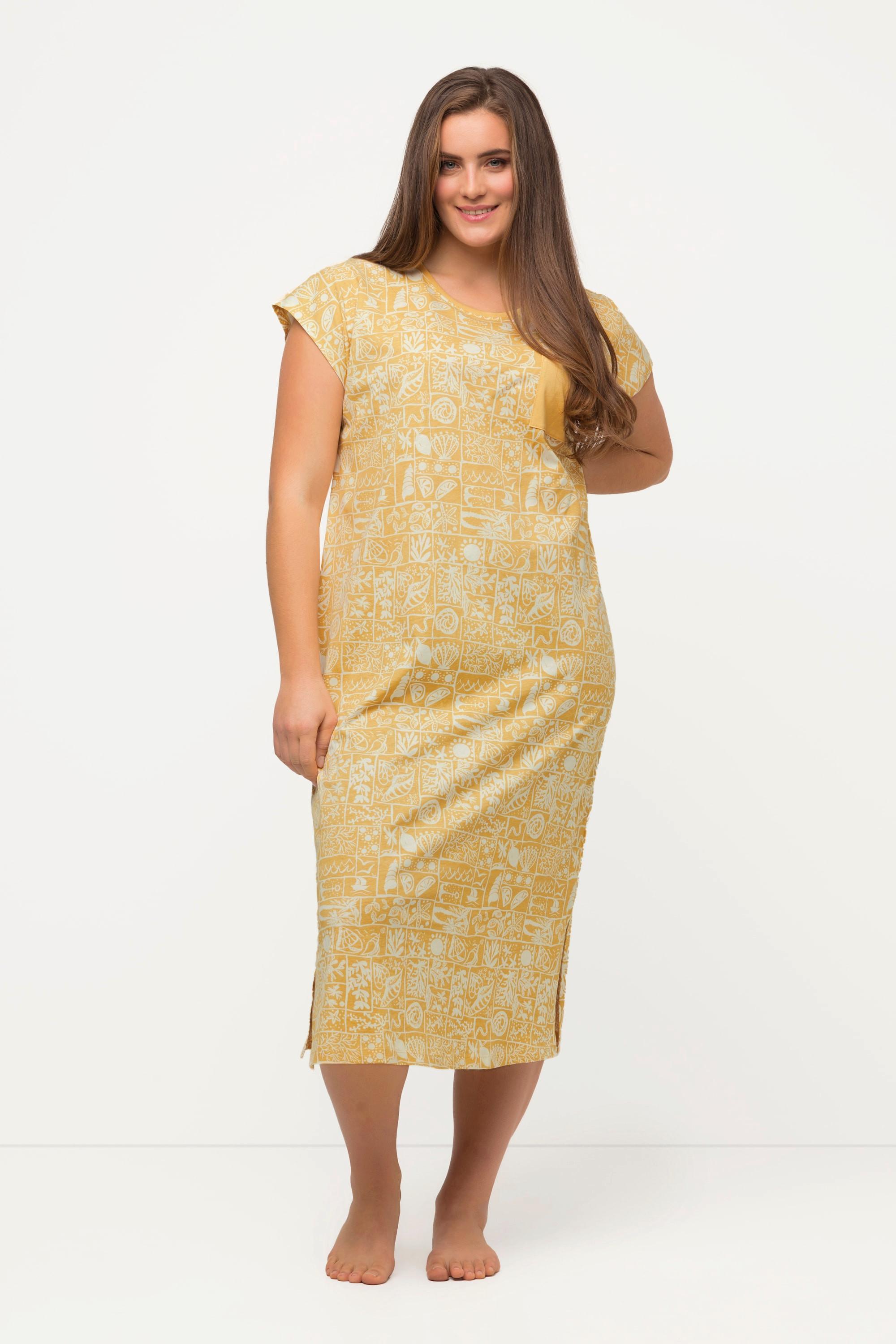 Ulla Popken Camicia da notte stampata girocollo cotone biologico  