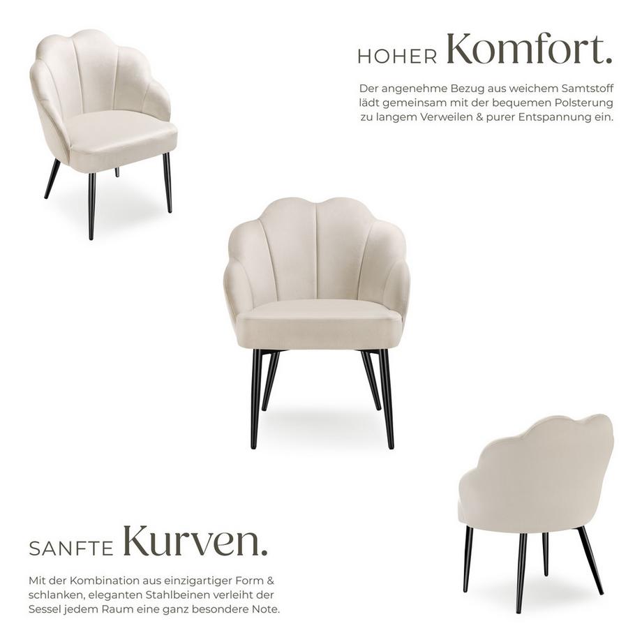 Tectake Poltrona da cocktail Hellen imbottita, con rivestimento in velluto  