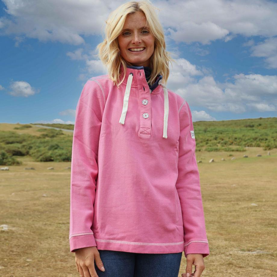 Sweatshirt  , Knopfhals, Piqué