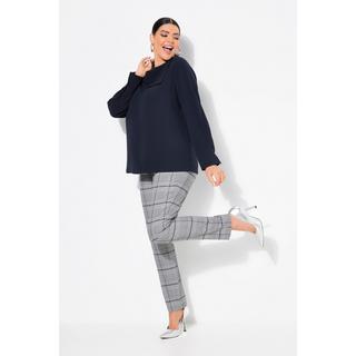 Ulla Popken  Pantalon à carreaux et pinces avec jambe étroite et taille élastique 