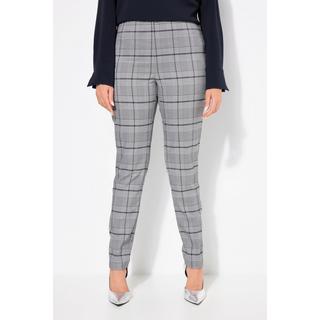 Ulla Popken  Pantalon à carreaux et pinces avec jambe étroite et taille élastique 