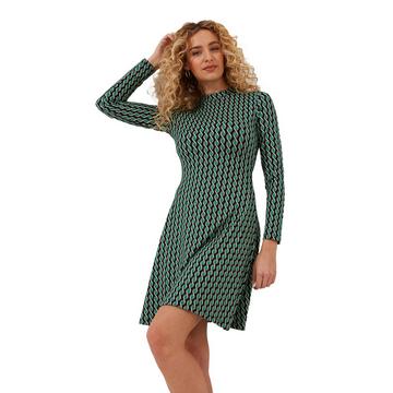 Robe Mini Jersey Col Montant Géométrique