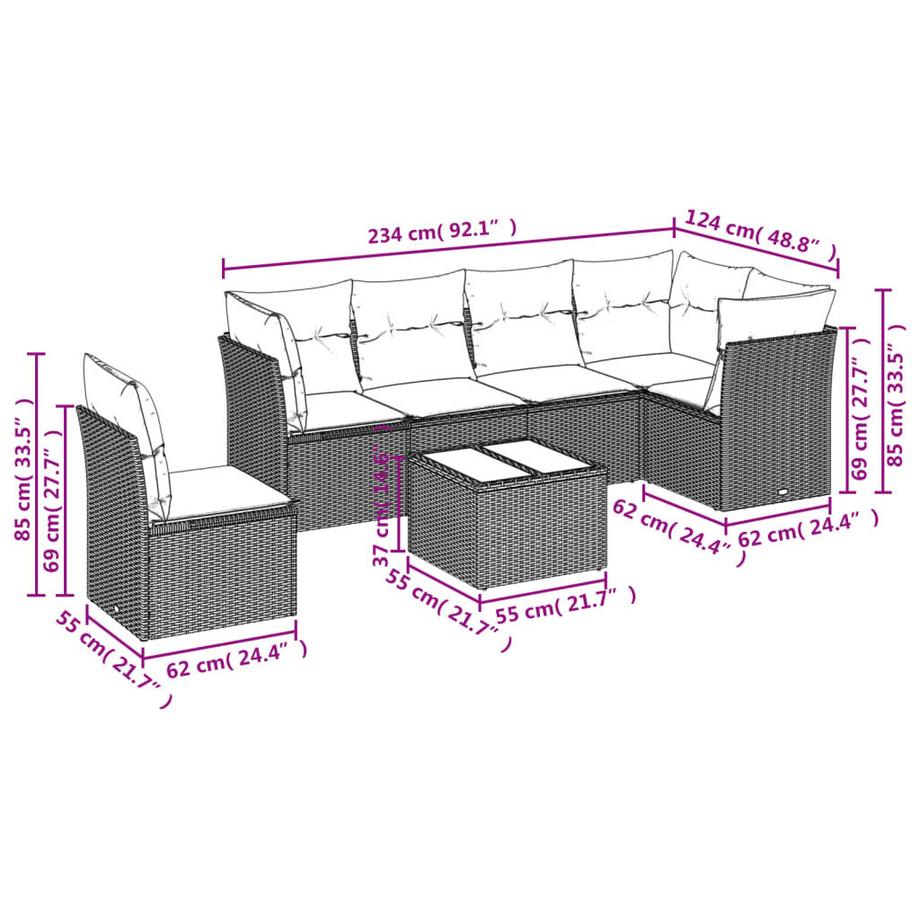 VidaXL set divano da giardino Polirattan  