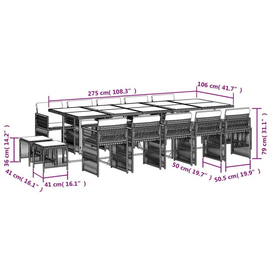 VidaXL set da pranzo da giardino Polirattan  