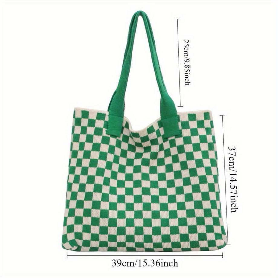 Only-bags.store Sac à bandoulière en tricot à carreaux  