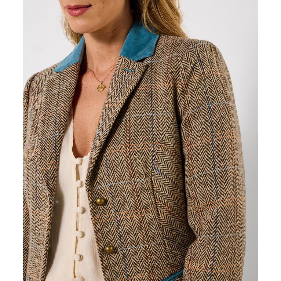 Joe Browns Einreihige Tweedjacke mit Kontrastkragen  