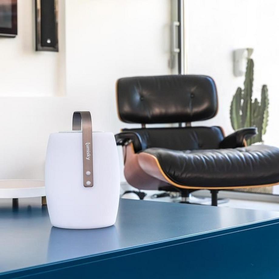 Lumisky  Lampe enceinte bluetooth sans fil poignée aluminium LED blanc/multicolore dimmable LUCY PLAY H31cm avec télécommande 