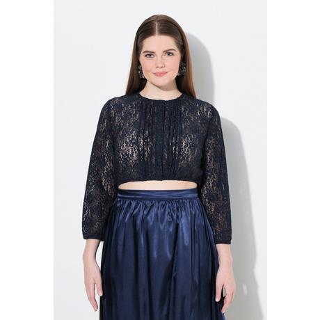 Ulla Popken Camicetta Dirndl pizzo elastico scollo rotondo maniche 3/4  