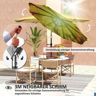 Northio Parasol Ø300 cm, parasol avec manivelle, motif ?parasol de balcon octogonal, parasol de plage, coupe-vent, parasol de marché stable, parasol à manivelle, protection solaire pour plage, balcon, terrasse, jardin, jaune  