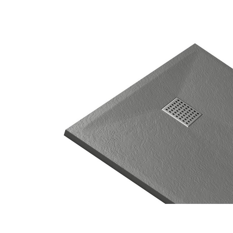 Vente-unique Receveur à poser ou à encastrer en résine - Gris - 140 x 90 cm - MIRNOSA  