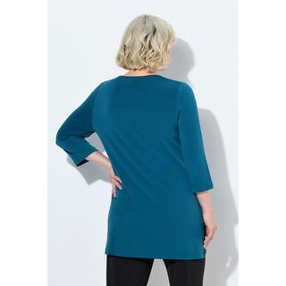 Ulla Popken T-shirt long Polka Dot Col Rond Manches 3/4  