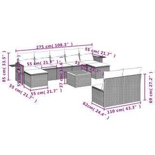 VidaXL set divano da giardino Polirattan  